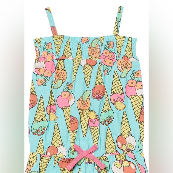Amazon Essentials Girls Summer Stripes & Ice Cream Jumpsuits Rompers, Pack of 2 - Picture 2 of 4
